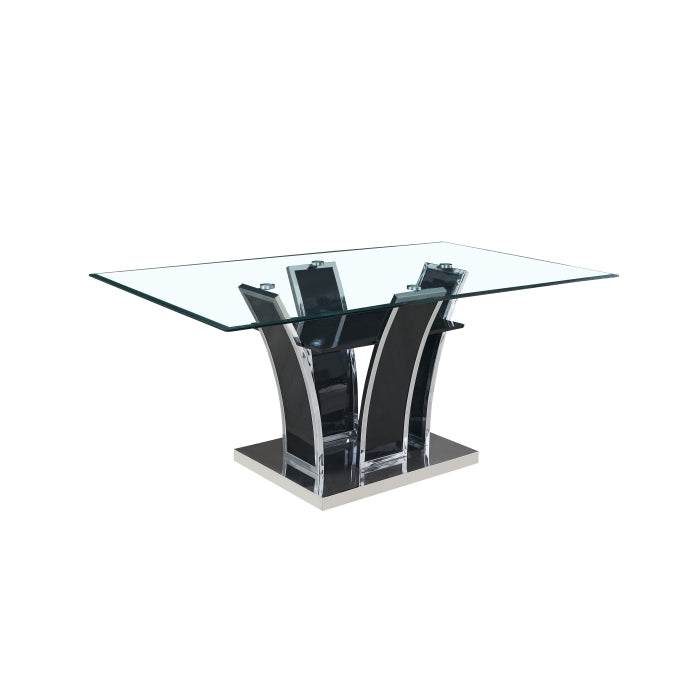 Fatima Dining Glass Table Set - 5 Piece Set - Gray chrome finish