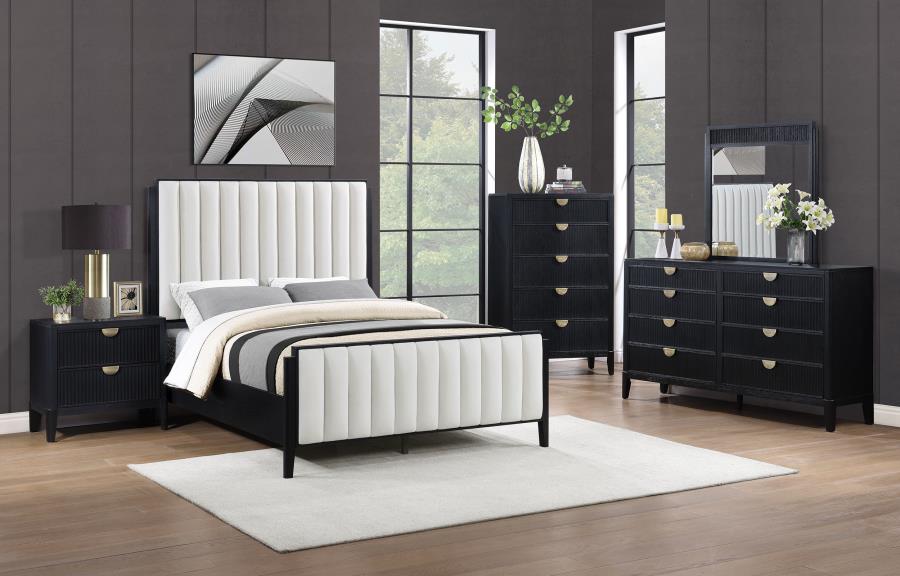 Brookmead Bedroom Upholstered Bedroom Set Black 4 or 5 pieces