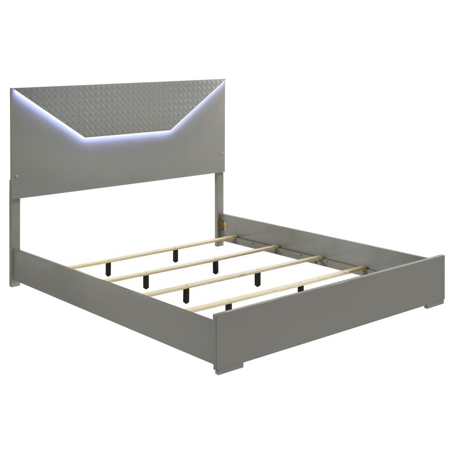 Ives Eastern Panel Bed LED Headboard Grey High Gloss