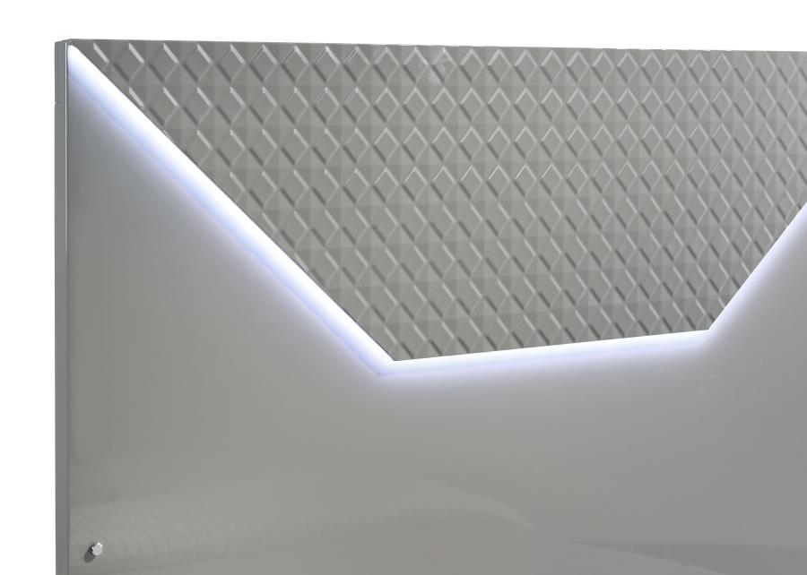 Ives Eastern Panel Bed LED Headboard Grey High Gloss