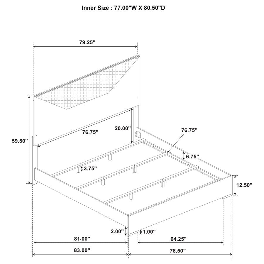 Ives Eastern Panel Bed LED Headboard Grey High Gloss