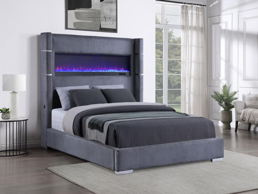 Tisdall Upholstered Flame Visualizer Bed Cream