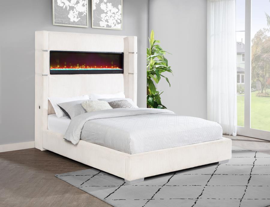 Tisdall Upholstered Flame Visualizer Bed Cream