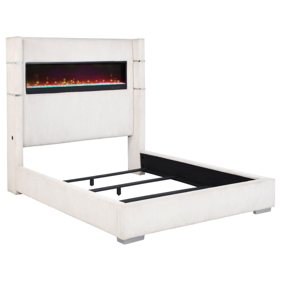 Tisdall Upholstered Flame Visualizer Bed Cream