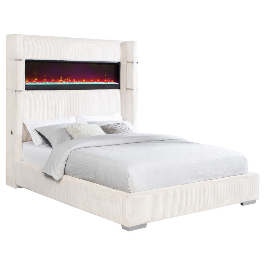 Tisdall Upholstered Flame Visualizer Bed Cream