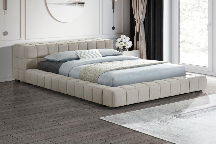 Trinity Upholstered Platform Bed Light Taupe