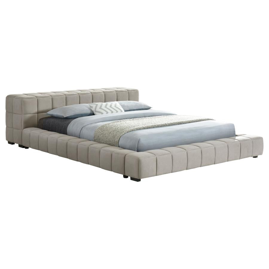 Trinity Upholstered Platform Bed Light Taupe