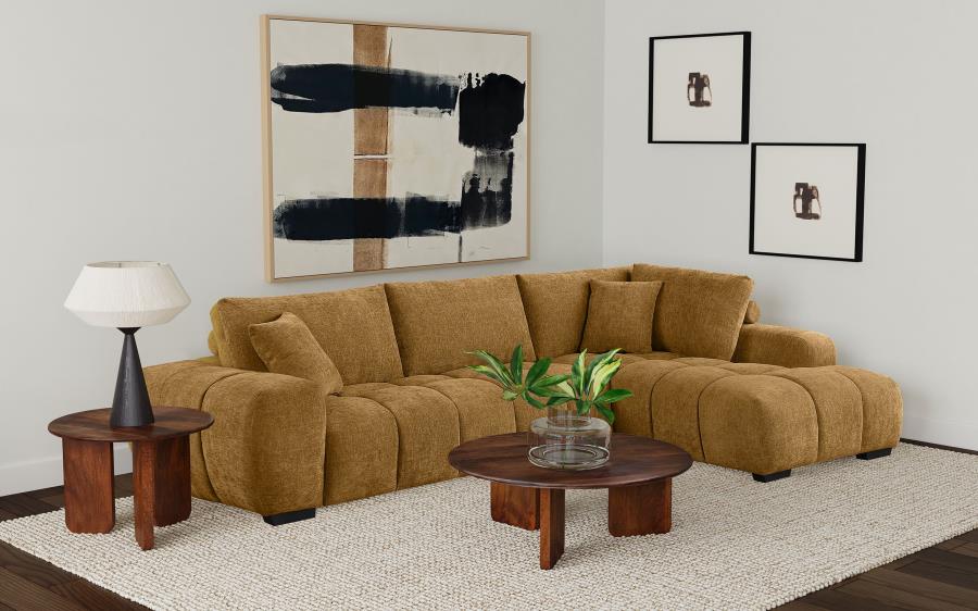Camacho Upholstered Sectional Sofa, optional extra Ottman Set Amber