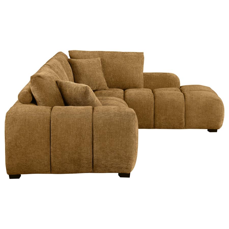 Camacho Upholstered Sectional Sofa, optional extra Ottman Set Amber