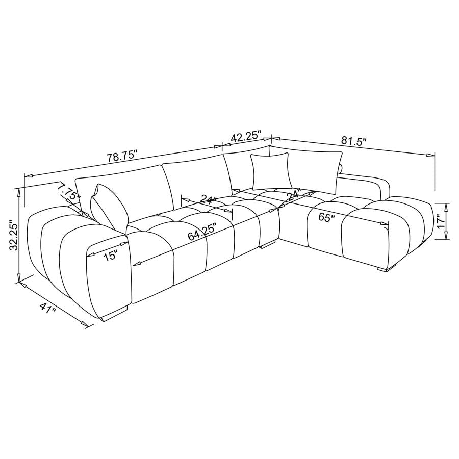 Camacho Upholstered Sectional Sofa, optional extra Ottman Set Amber