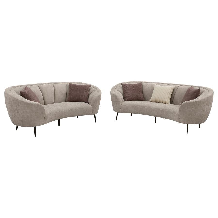 Ellorie Upholstered Curved Sofa Set Beige