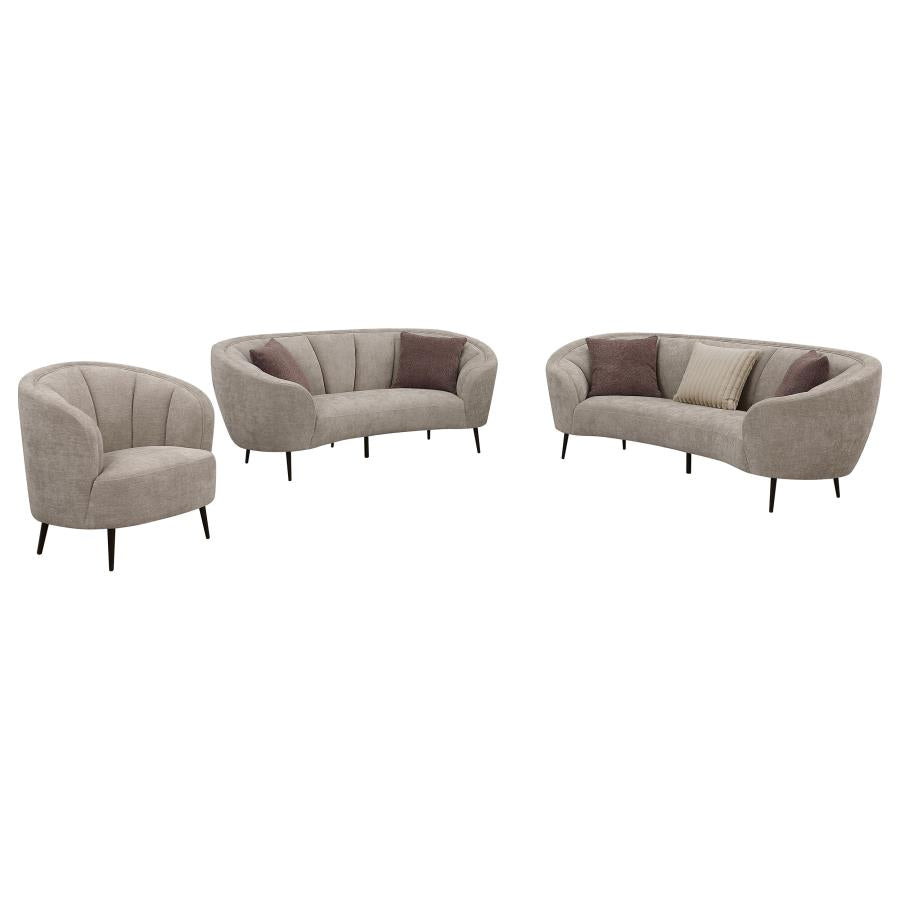 Ellorie Upholstered Curved Sofa Set Beige