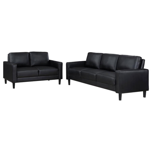 Ruth  Upholstered Track Arm Sofa Set Black