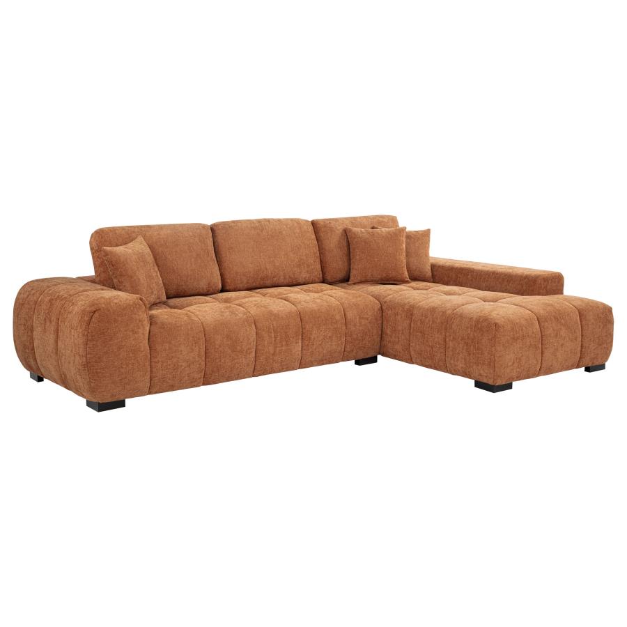 Octavia Upholstered Sectional Sofa, optional extra Ottman Set Amber