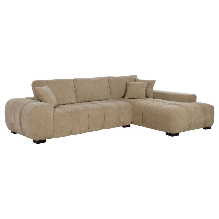 Octavia Upholstered Sectional Sofa, optional extra Ottman Set Amber