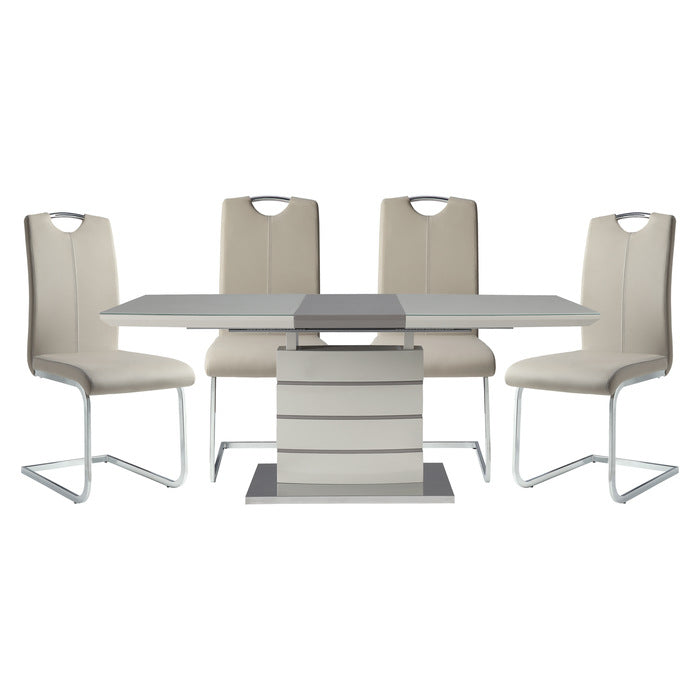 Glissand - Dining butterfly extension leaf Table 5 Piece Set - Gray-taupe finish