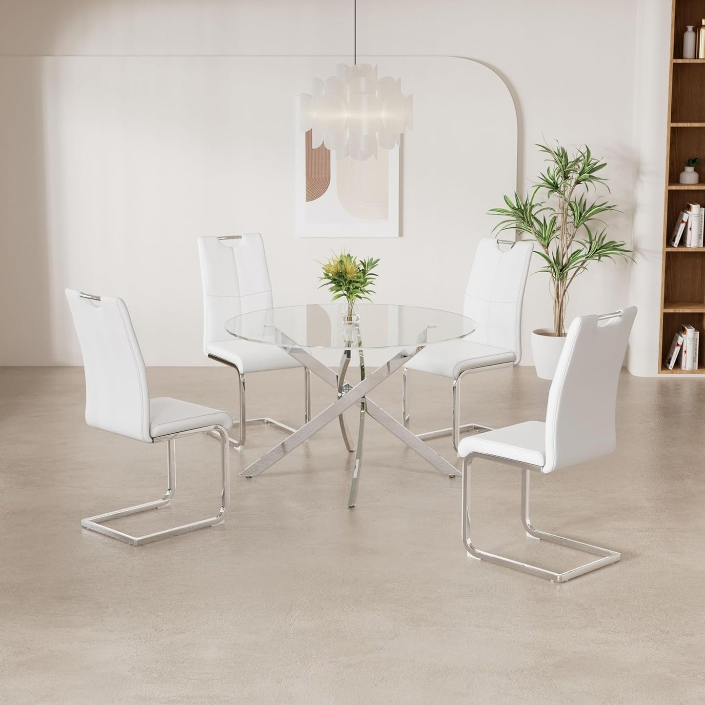 Sensy 5 Piece Chrome Dining Table Set