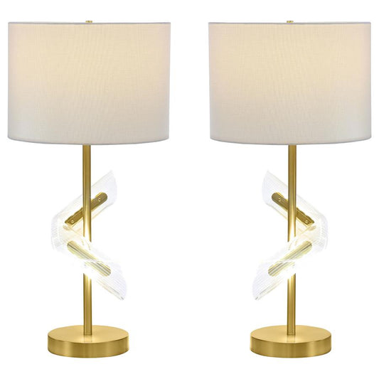 Kingsley 30-inch Drum Shade Table Lamp Gold (Set of 2)