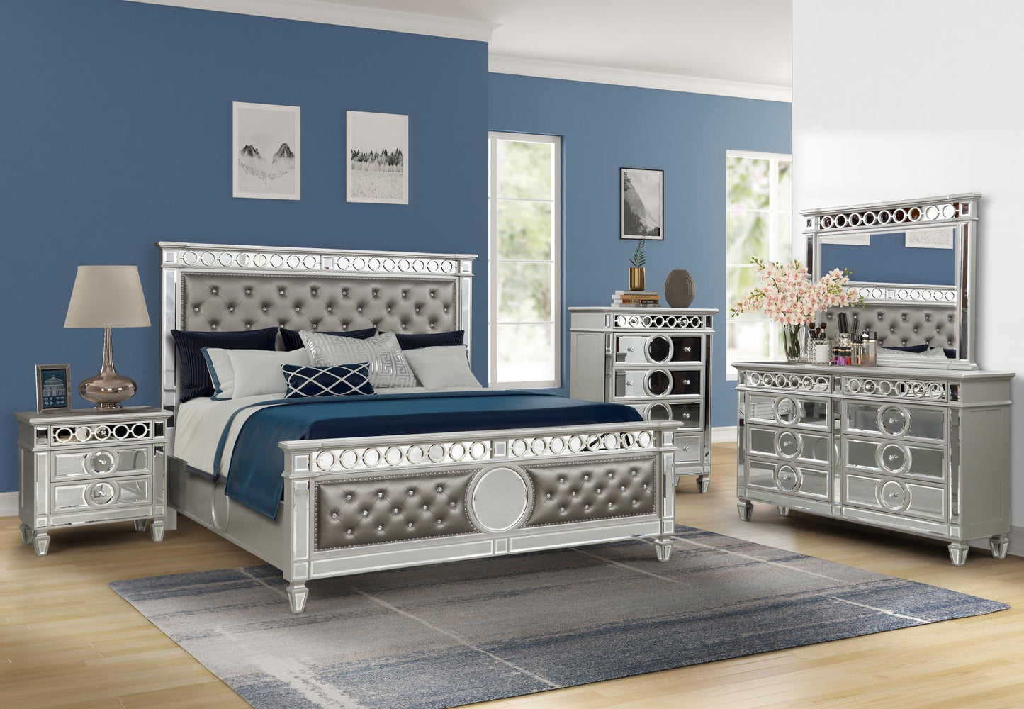 Platinum Mirror 4 pcs Bedroom Set