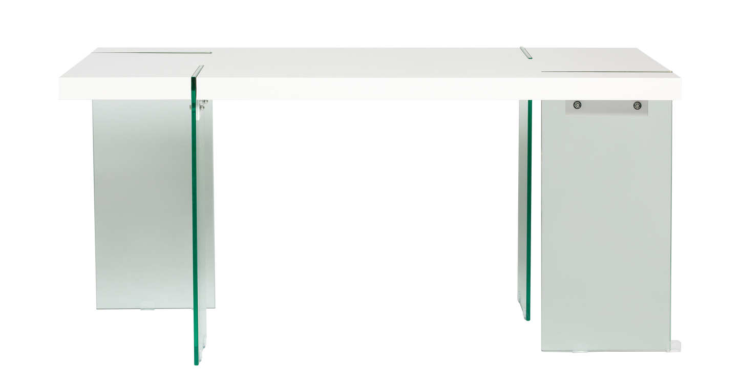 Nogales Floating - Glass Legs Dining Table - White Glossy