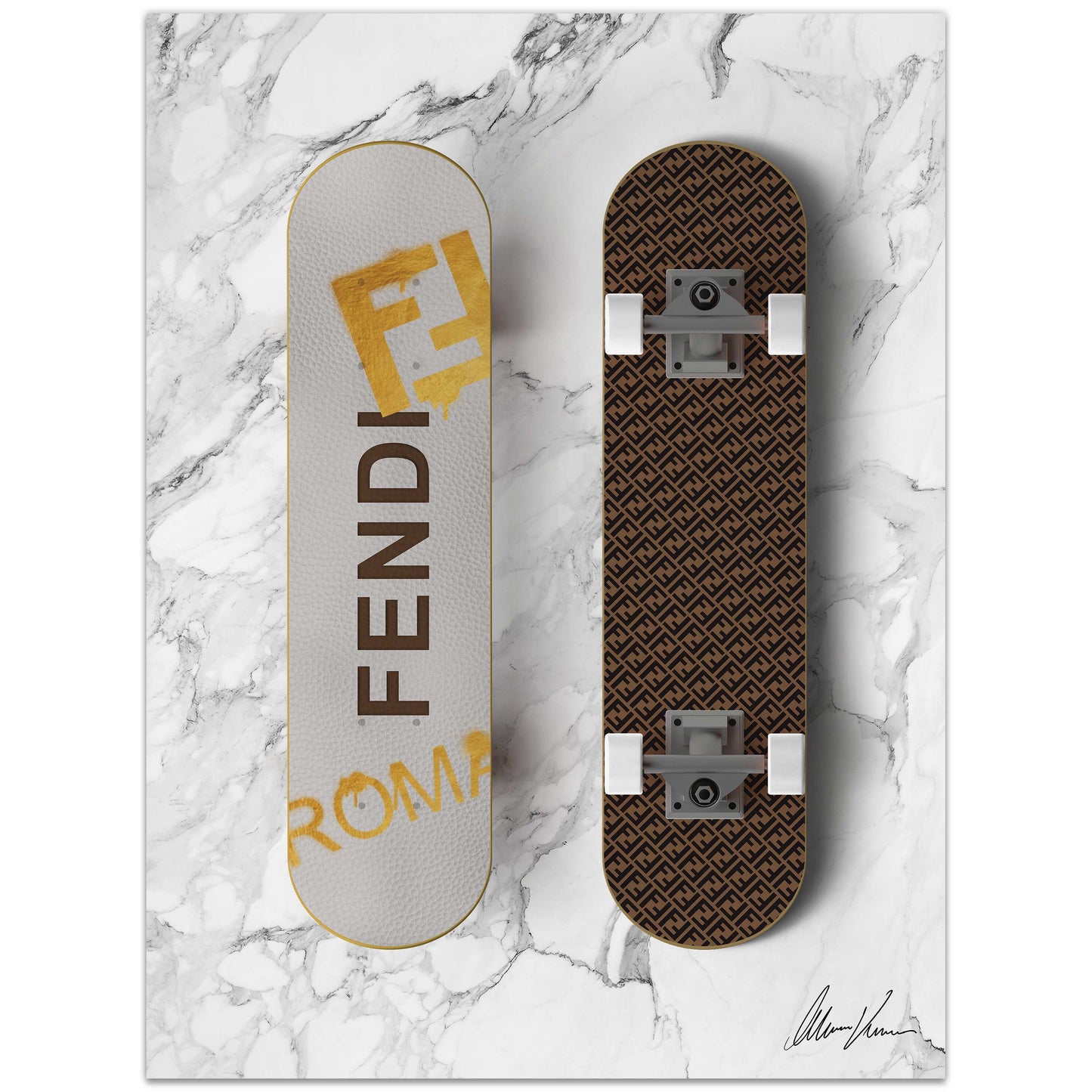 FENDI skateboard tempered glass wall art