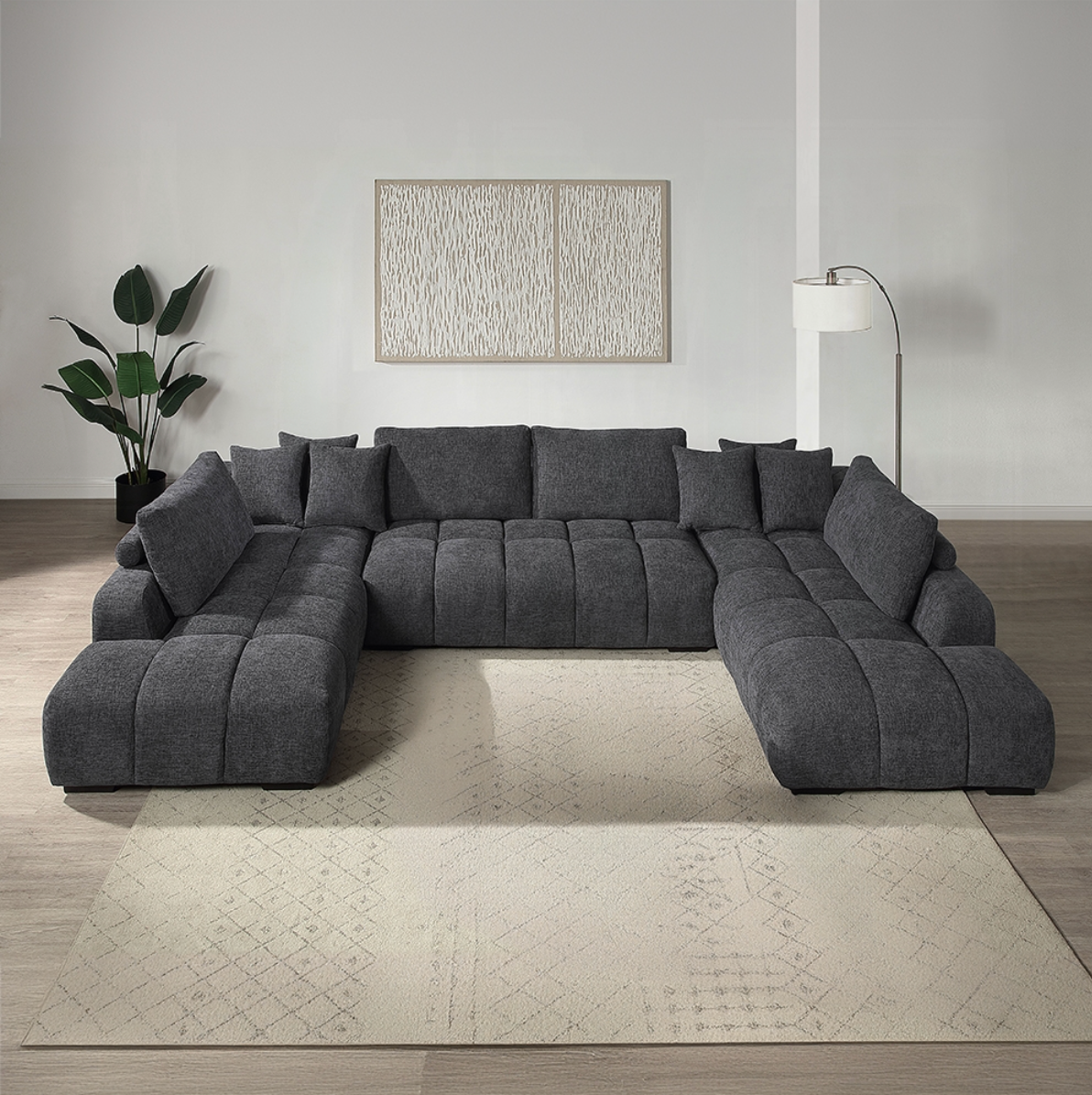 Amary 3 piece Upholstered linen sectional U Sofa
