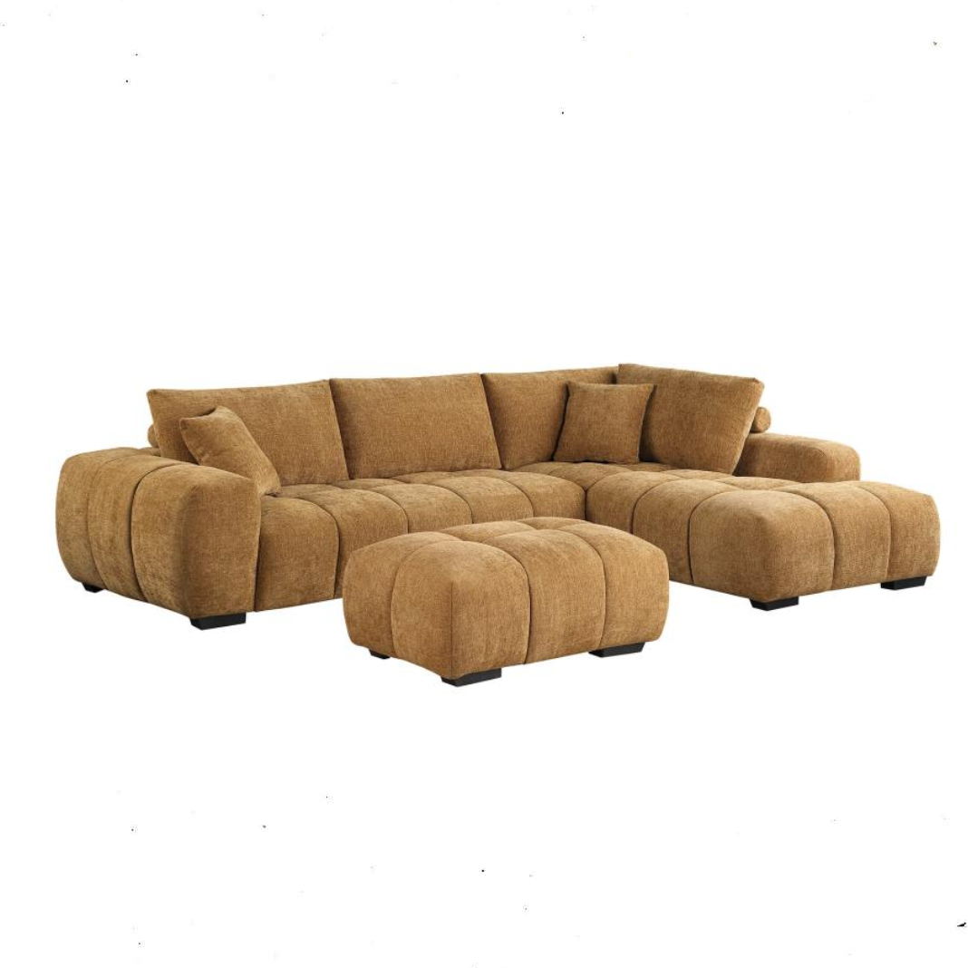 Camacho Upholstered Sectional Sofa, optional extra Ottman Set Amber