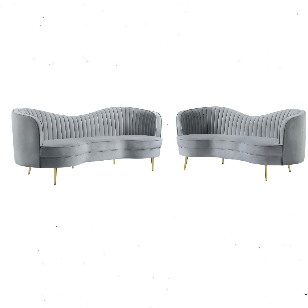 Sophia - Living Room Set - Dark Gray velvet