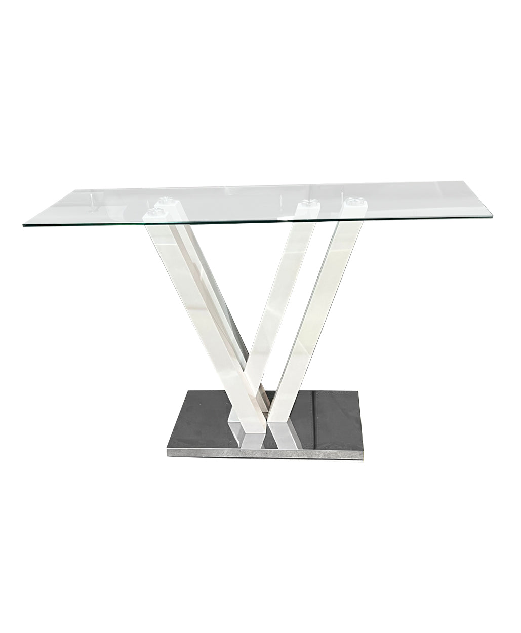 Diaona White Glass Top Console Table