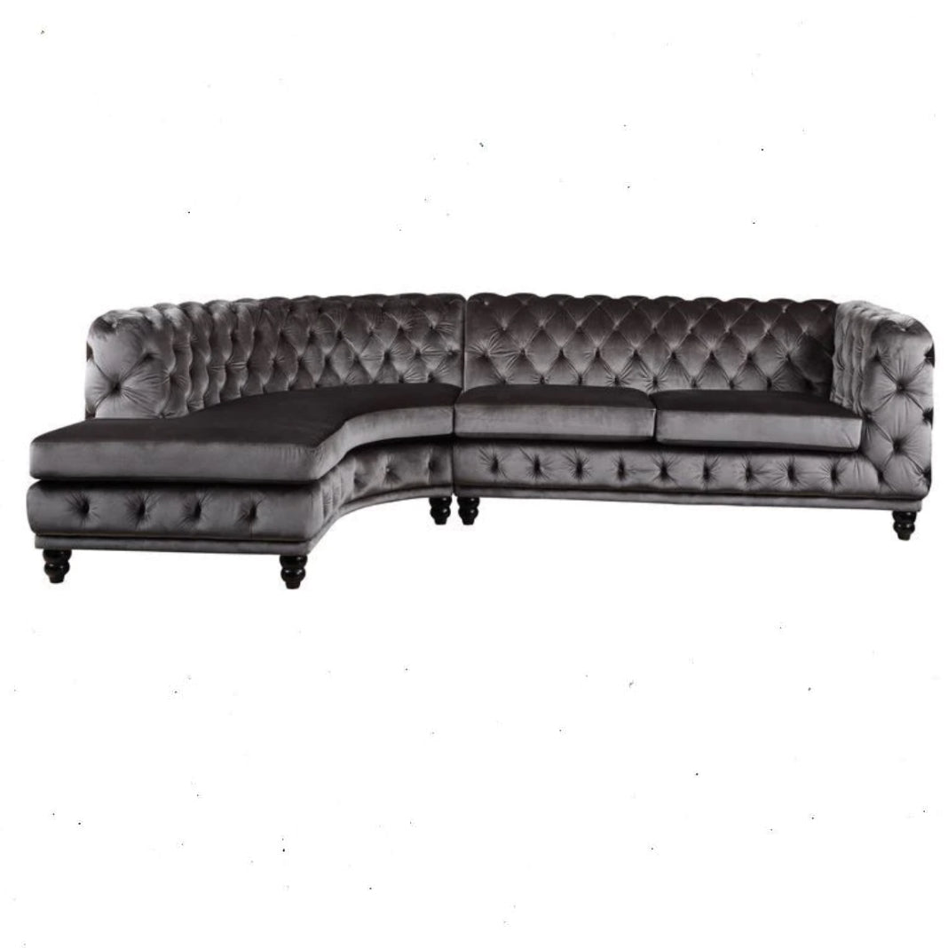 Atesis - Sectional Sofa - Dark Gray Velvet