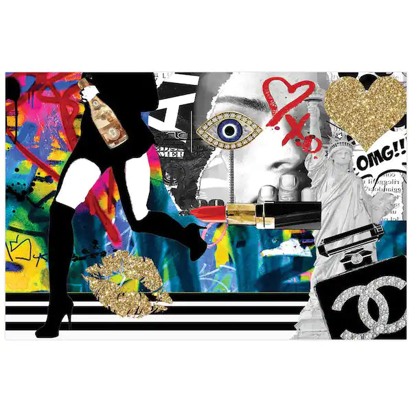 Glamour Running Lady tempered Glass Art