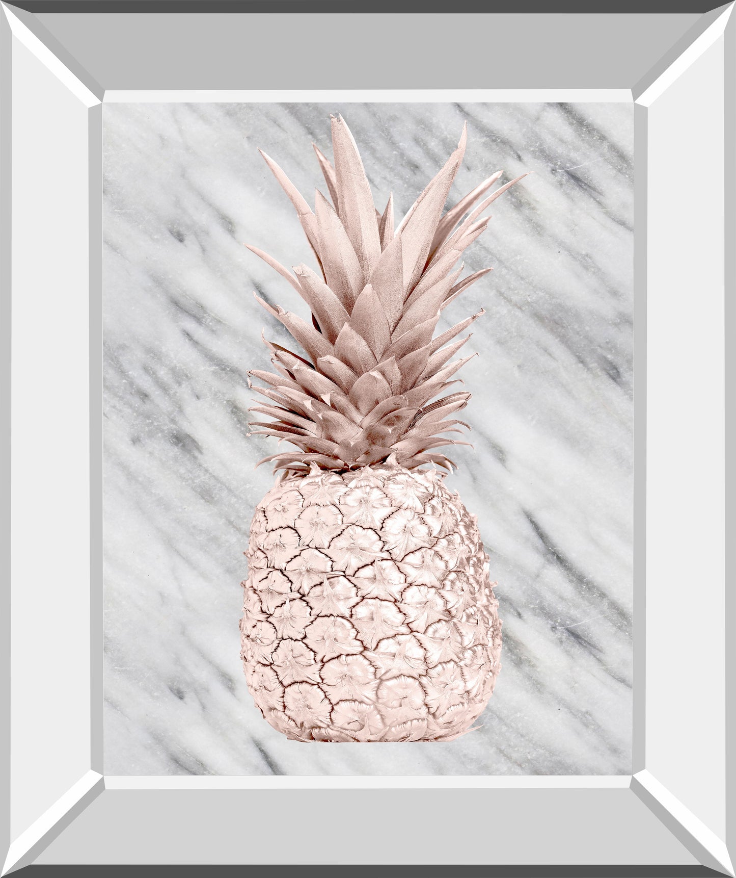 Rose Gold Pineapple On Gray Marble By Nature Magick - Mirror Framed Print Wall Art