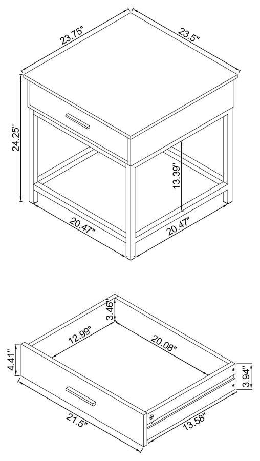 Byers - Square 1-Drawer End Table - Brown