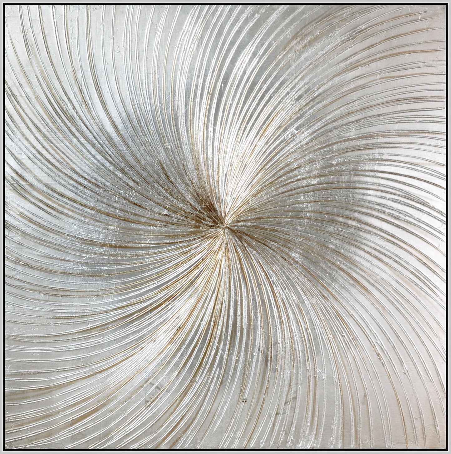 Hand Painted Textured Canvas With Foil In Frame Circle 32 x 32