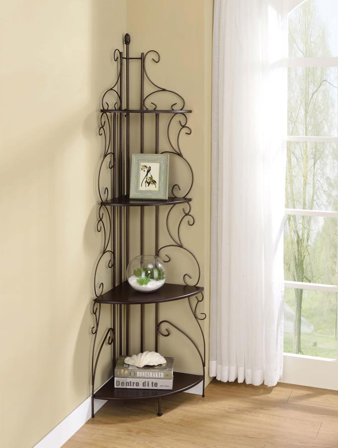 Poppy - 4-Shelf Corner Bookcase - Brown
