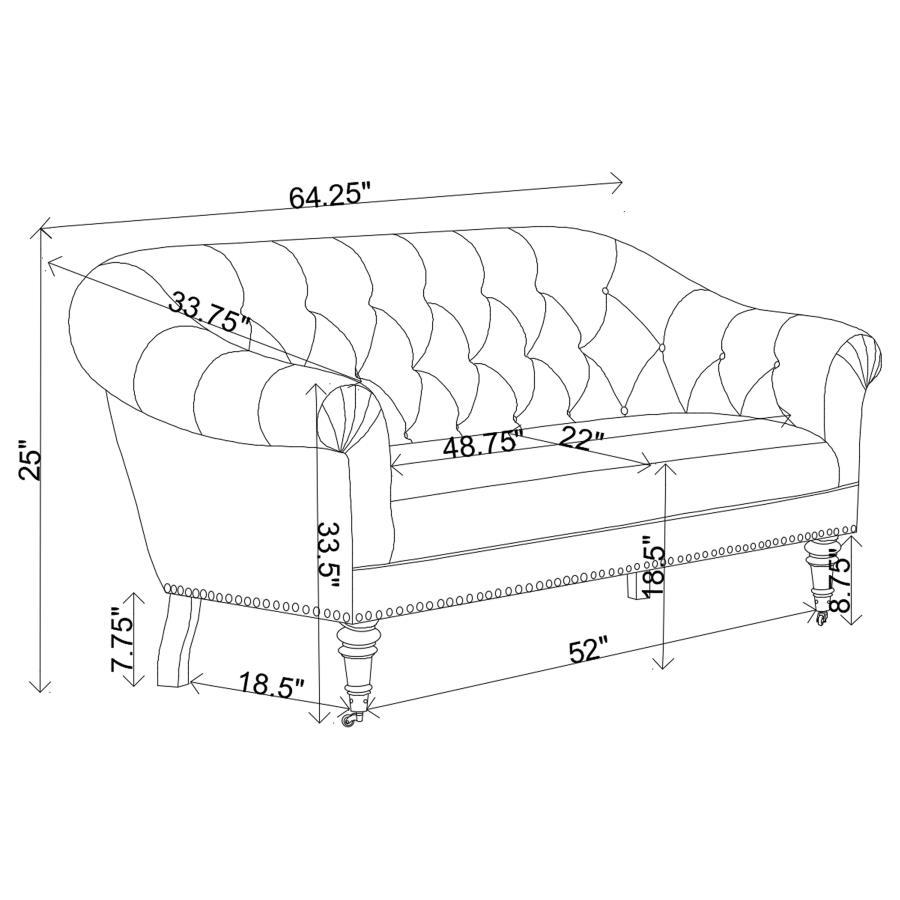 Billie - Tufted Back Settee With Roll Arm - Beige
