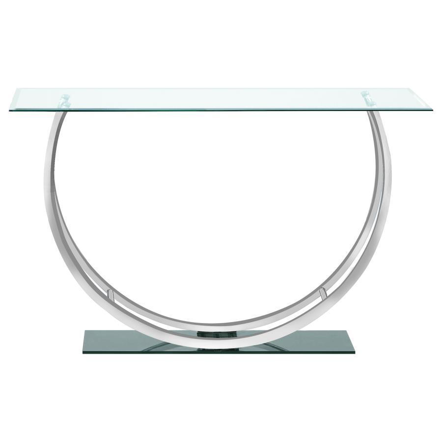 Danville - U-shaped Sofa Table - Pearl Silver