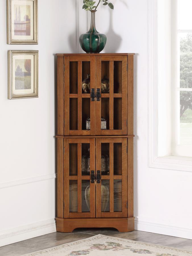 Coreosis - 4-Shelf Corner Curio Cabinet - Brown