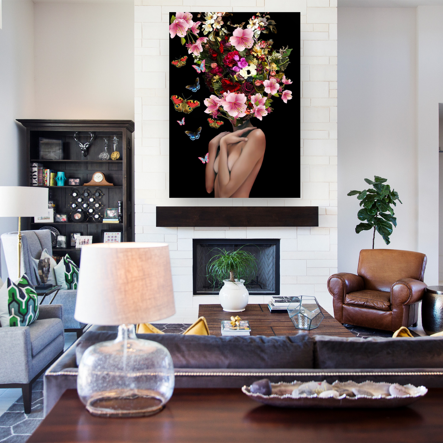 Floral head acrylic wall art