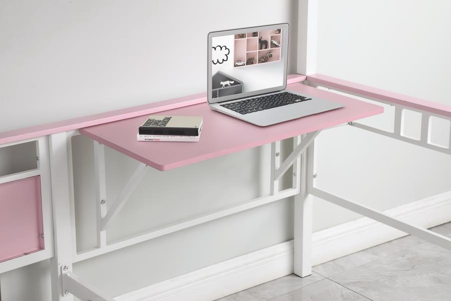 Alexia - Twin over Twin Workstation Bunk Bed - Pink