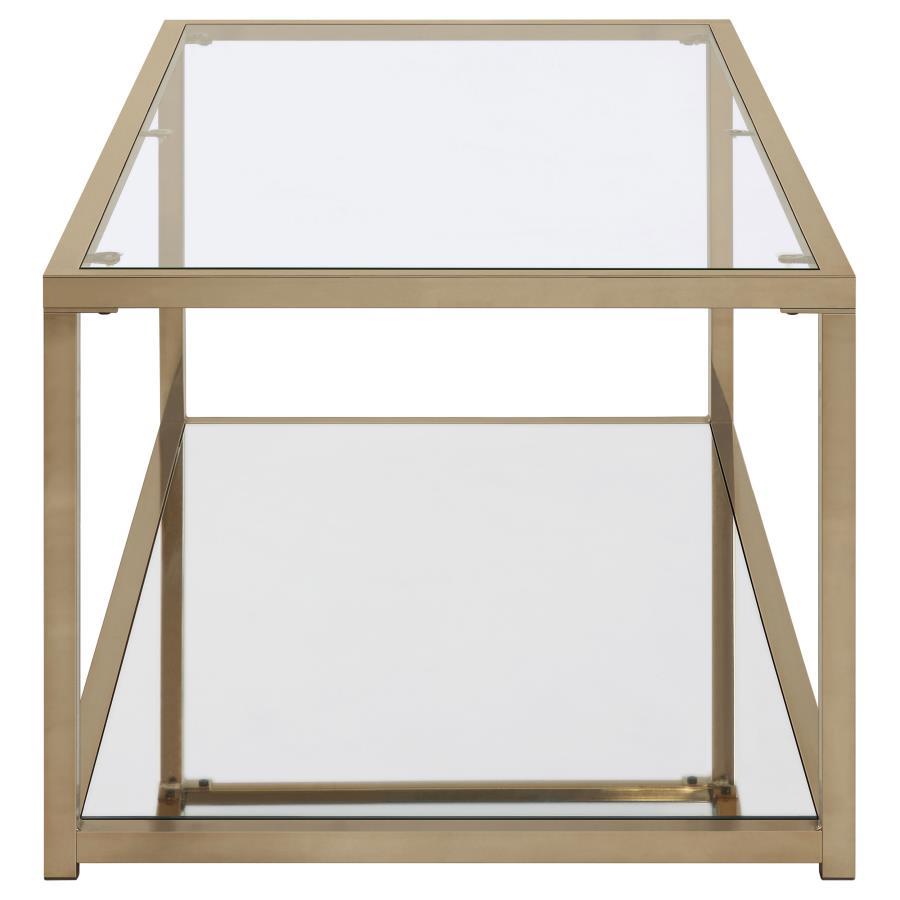 Cora - Coffee Table With Mirror Shelf - Yellow