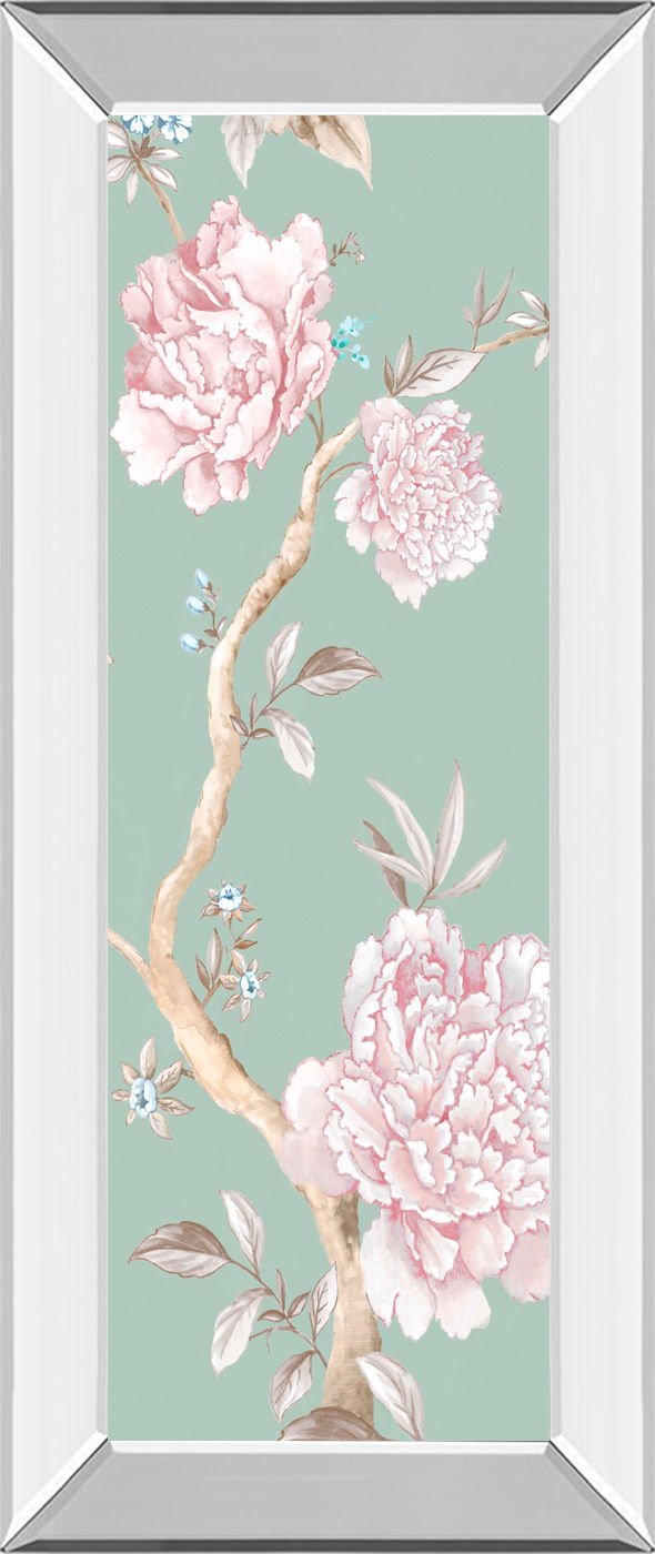 Oriental Garden I By Eva Watts - Mirrored Frame Wall Art - Green
