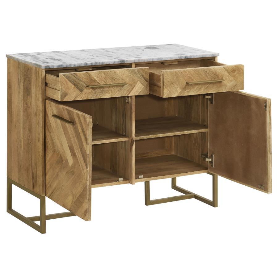 Keaton - 2-door Accent Cabinet With Geometric Patterrn - Light Brown
