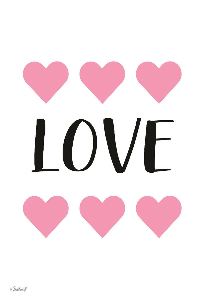 Framed - Love Hearts By Martina Pavlova