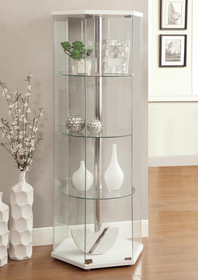 Coaster - 4-shelf Hexagon Shaped Curio Cabinet