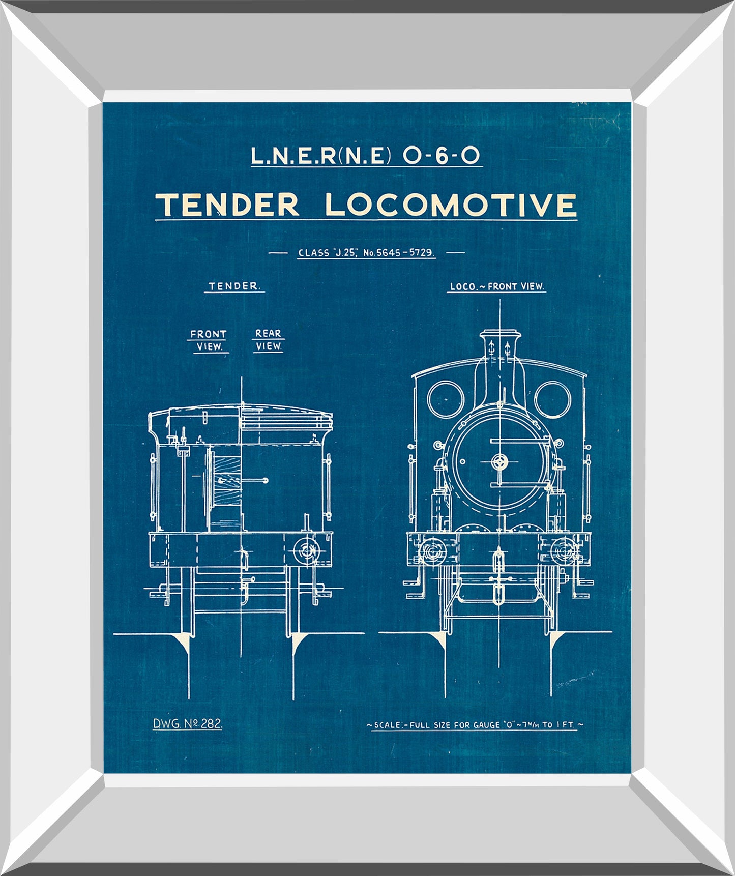 Locomotive Blueprint III By Wild Apple Portfolio - Mirror Framed Print Wall Art