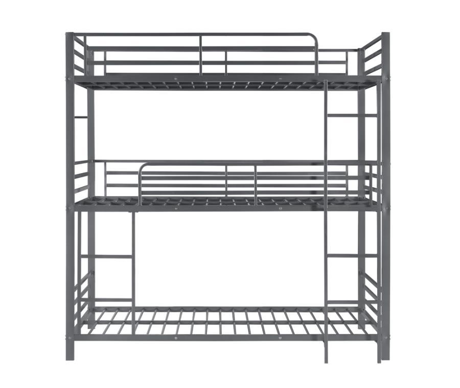 Maynard - Metal Triple Twin Bunk Bed - Gray