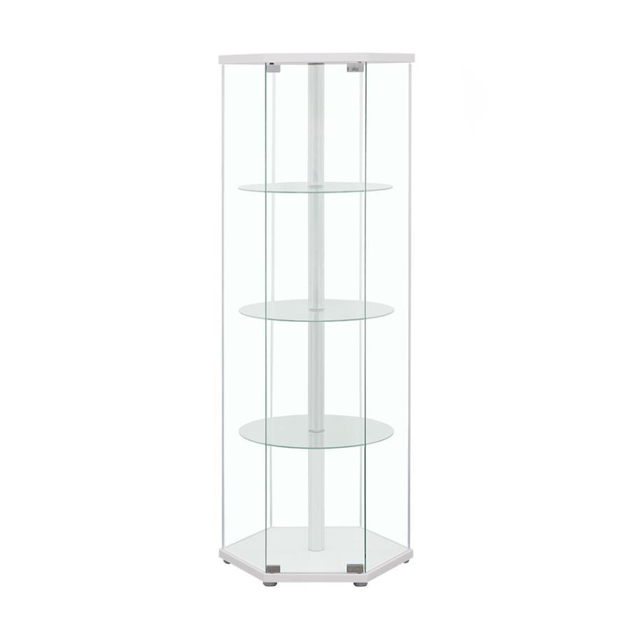 Coaster - 4-shelf Hexagon Shaped Curio Cabinet