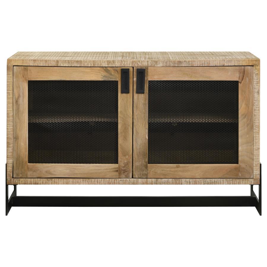 April - Accent Cabinet With Mesh Panels - Light Brown