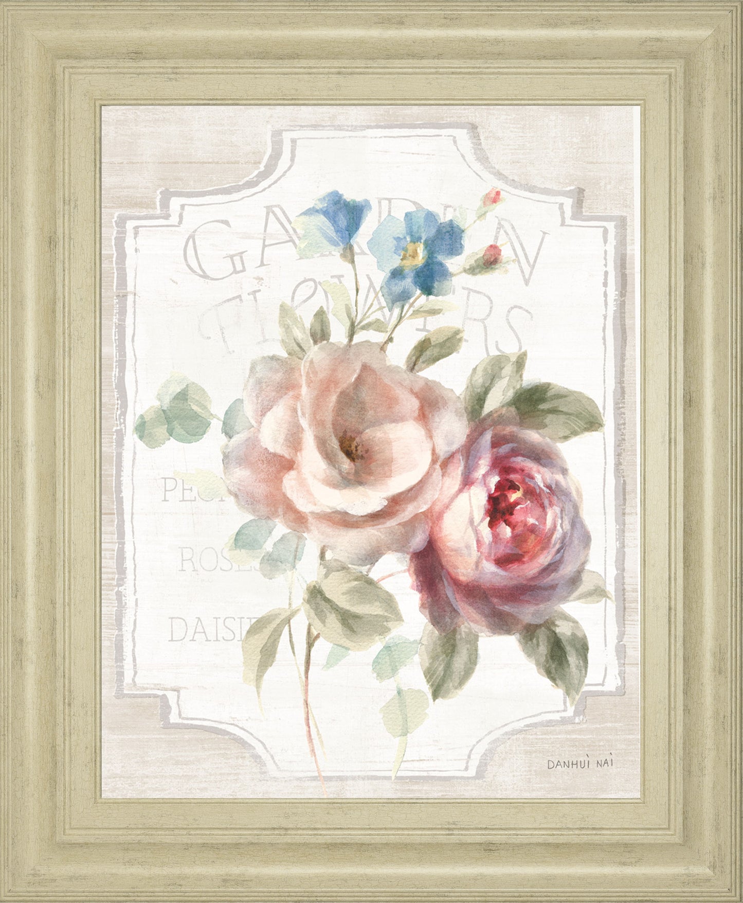 Cottage Garden IV On Wood By Danhui Nai - Framed Print Wall Art